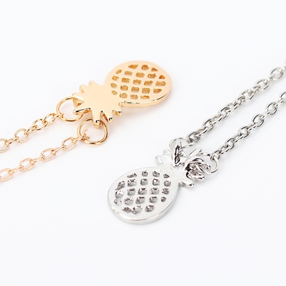 Gold Pineapple Dainty Delicate Pendant Necklace - Picture 4 of 8